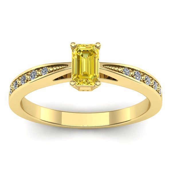 Inel logodna cu safir galben dreptunghiular