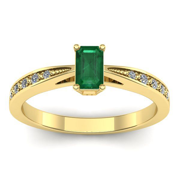 Inel cu smarald dreptunghiular