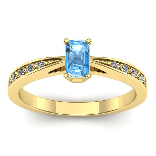 Inel logodna cu topaz blue dreptunghiular