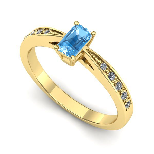 Inel de logodna din aur galben cu topaz blue