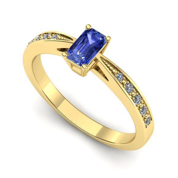 Inel de logodna din aur galben cu tanzanit