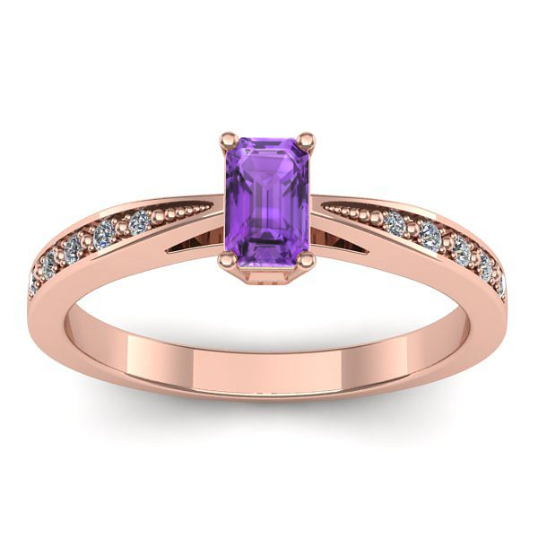 Inel cu ametist dreptunghiular