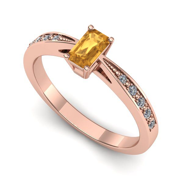 Inel de logodna din aur roz cu citrin