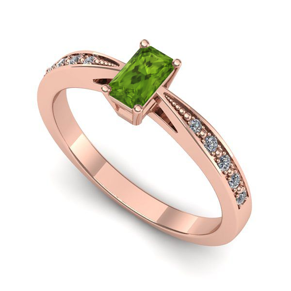 Inel de logodna din aur roz cu peridot