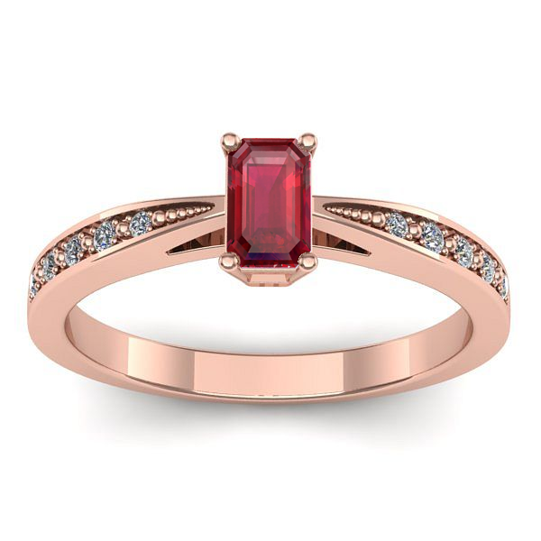 Inel cu rubin dreptunghiular