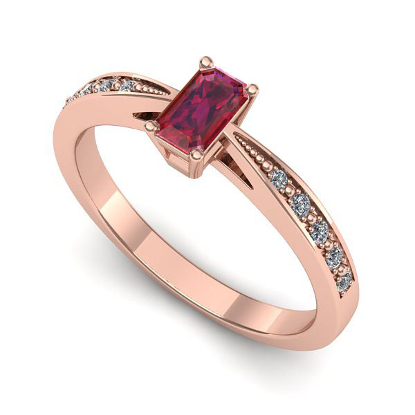 Inel logodna din aur roz cu rubin