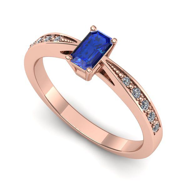 Inel logodna din aur roz cu safir