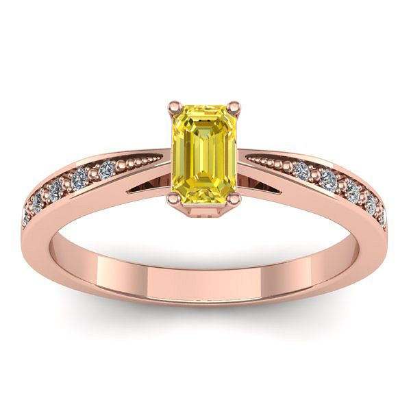 Inel de logodna cu safir galben dreptunghiular