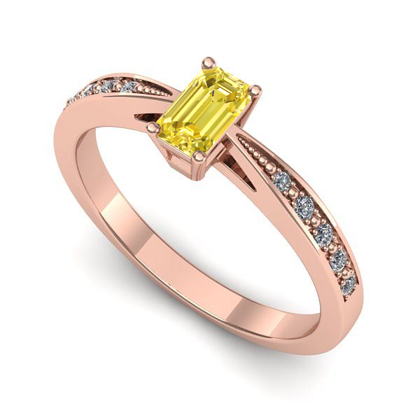 Inel din aur roz cu safir galben