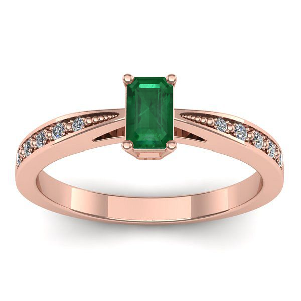 Inel logodna cu smarald dreptunghiular