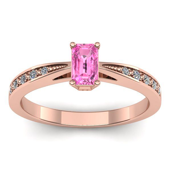 Inel de logodna cu safir roz dreptunghiular
