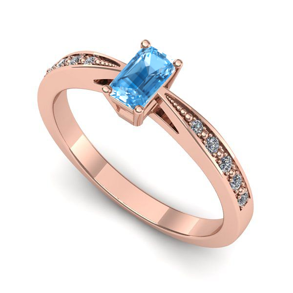 Inel din aur roz cu topaz blue