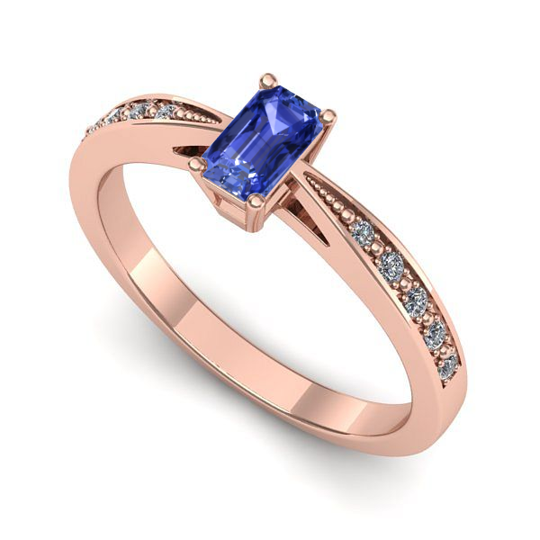 Inel de logodna din aur roz cu tanzanit