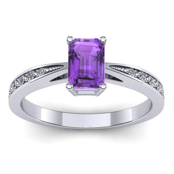 Inel logodna cu ametist dreptunghiular