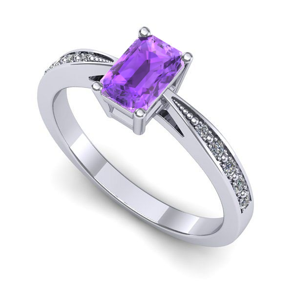 Inel de logodna din aur alb cu ametist