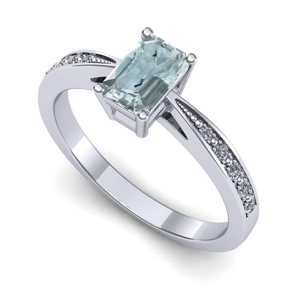 Inel din aur alb cu aquamarin