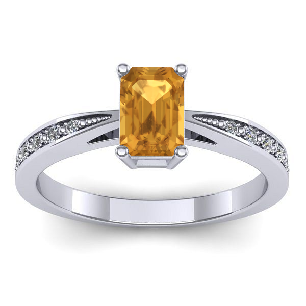 Inel logodna cu citrin dreptunghiular