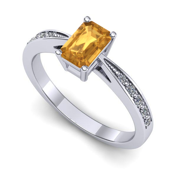 Inel de logodna din aur alb cu citrin