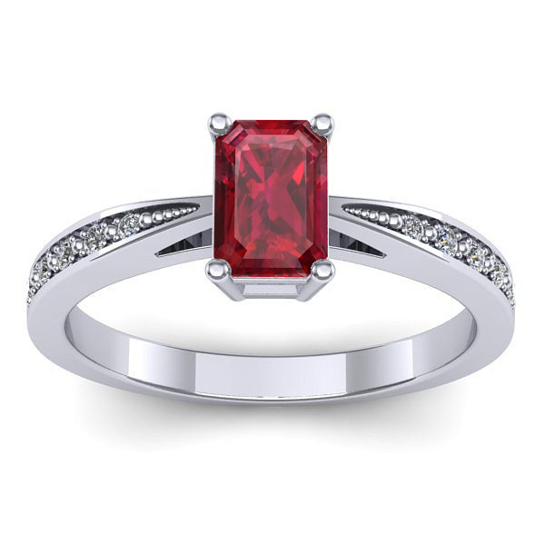 Inel cu rubin dreptunghiular