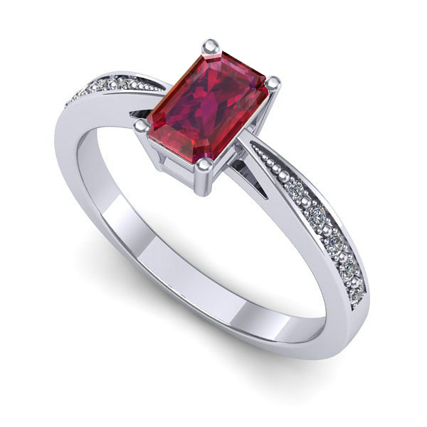 Inel logodna din aur alb cu rubin