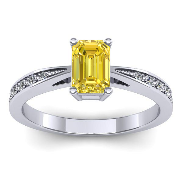 Inel logodna cu safir galben dreptunghiular