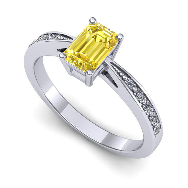 Inel logodna din aur alb cu safir galben