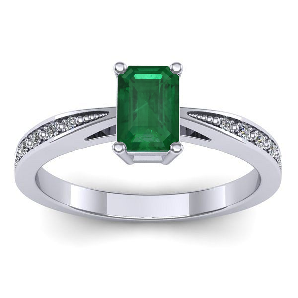 Inel logodna cu smarald dreptunghiular