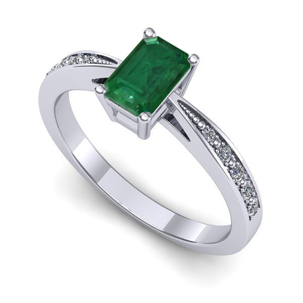 Inel din aur alb cu smarald