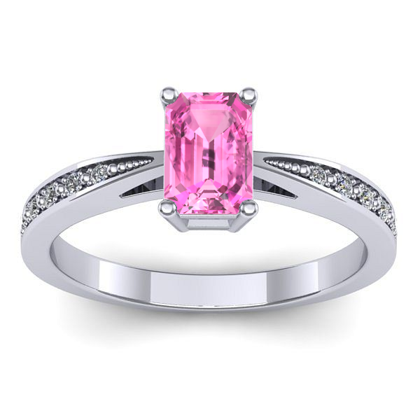 Inel cu safir roz dreptunghiular