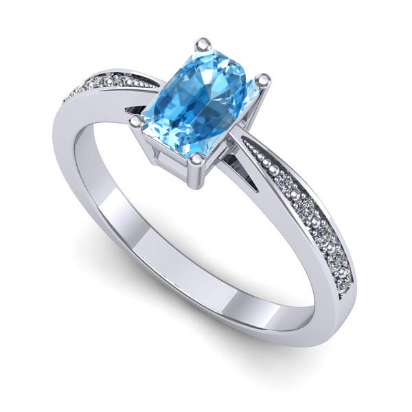 Inel din aur alb cu topaz blue