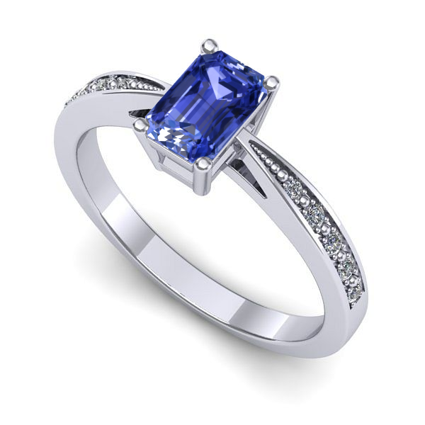 Inel logodna din aur alb cu tanzanit