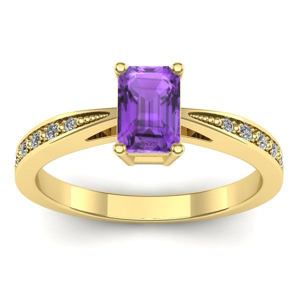 Inel logodna cu ametist dreptunghiular