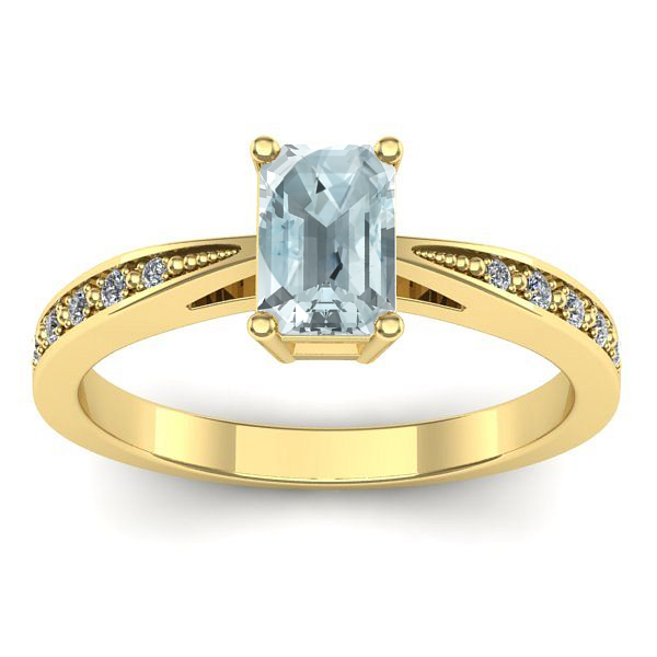 Inel cu aquamarin dreptunghiular