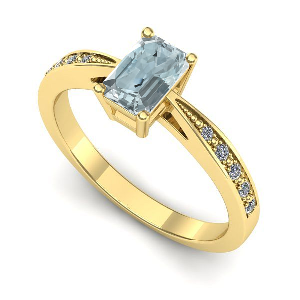 Inel de logodna din aur galben cu aquamarin
