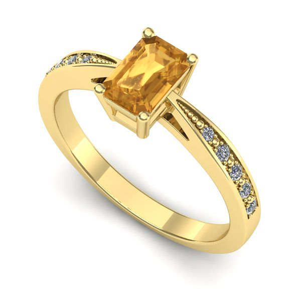 Inel din aur galben cu citrin