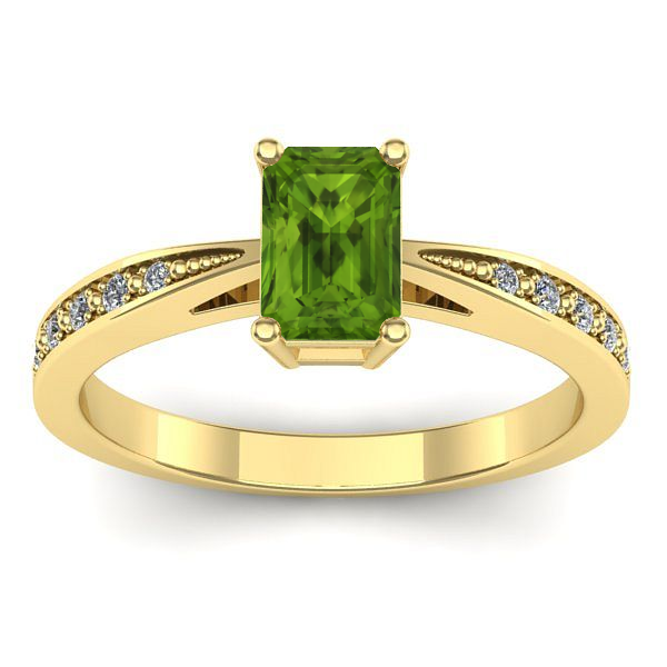 Inel de logodna cu peridot dreptunghiular