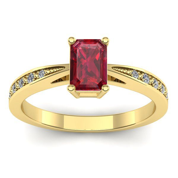 Inel de logodna cu rubin dreptunghiular