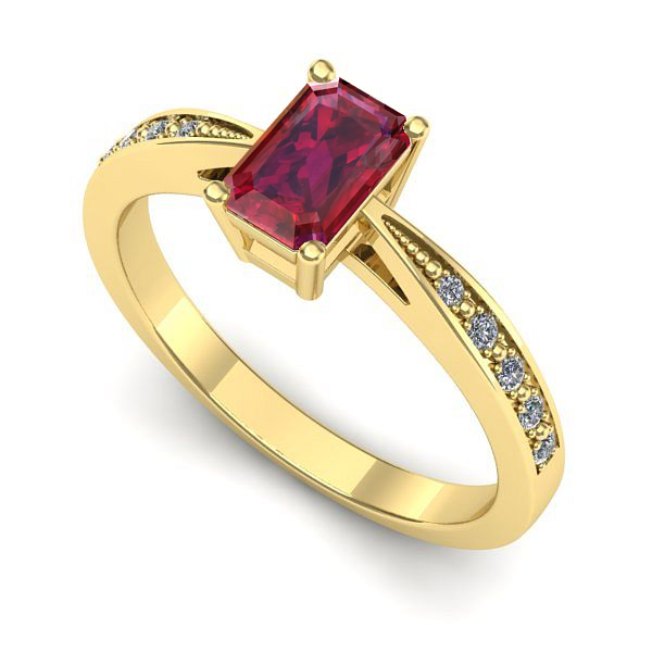 Inel logodna din aur galben cu rubin