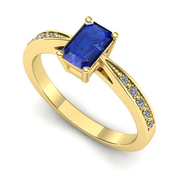 Inel logodna din aur galben cu safir