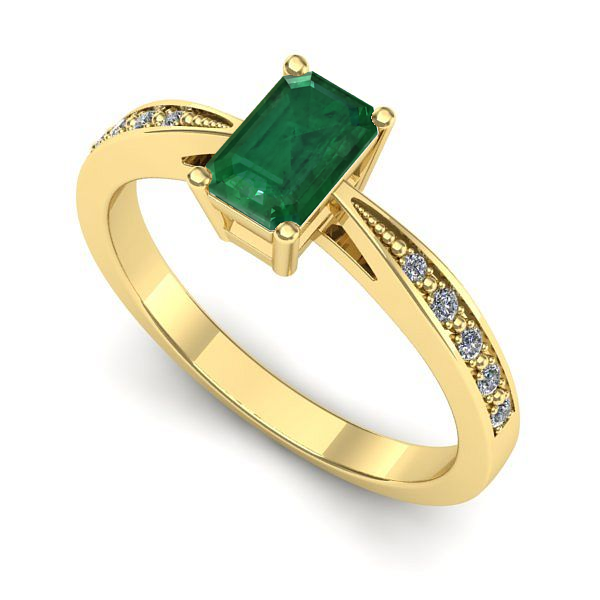 Inel din aur galben cu smarald