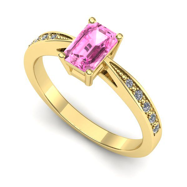 Inel de logodna din aur galben cu safir roz