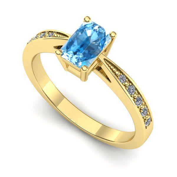 Inel de logodna din aur galben cu topaz blue