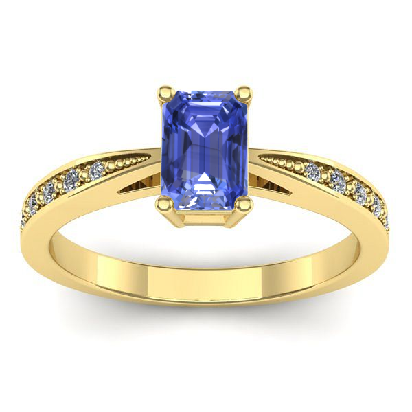 Inel de logodna cu tanzanit dreptunghiular