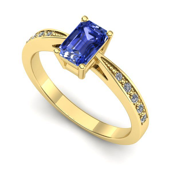 Inel de logodna din aur galben cu tanzanit
