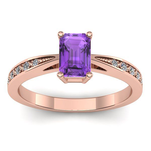 Inel de logodna cu ametist dreptunghiular
