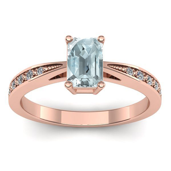 Inel de logodna cu aquamarin dreptunghiular