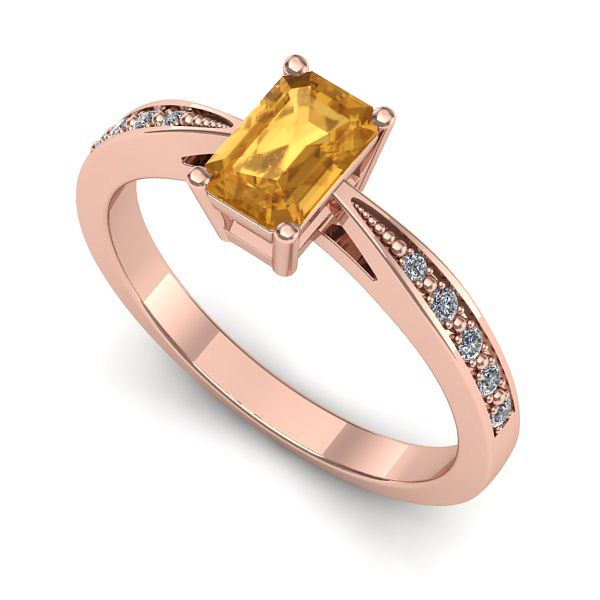 Inel din aur roz cu citrin