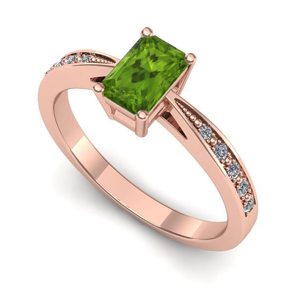 Inel logodna din aur roz cu peridot