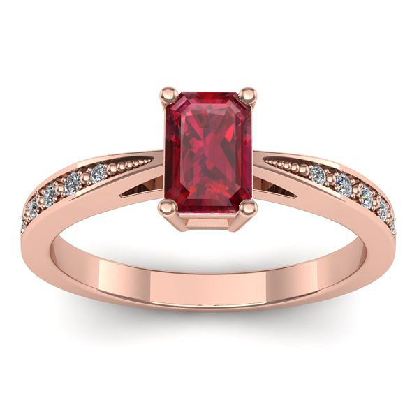 Inel cu rubin dreptunghiular