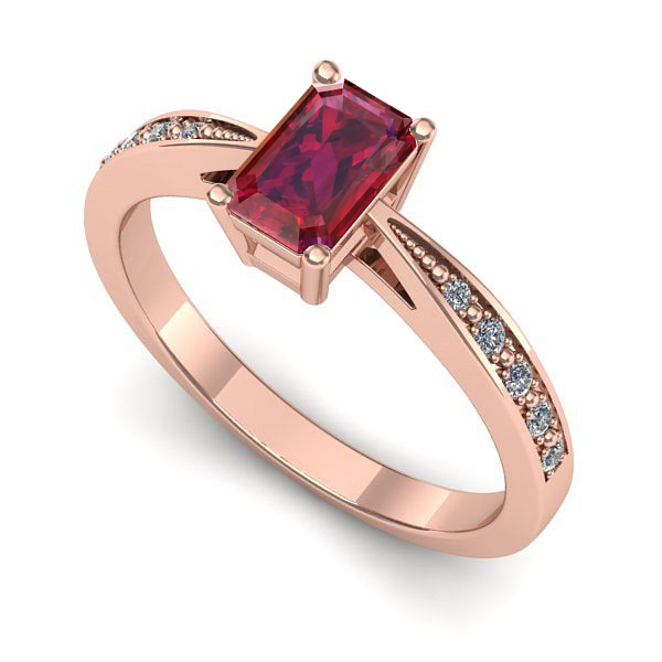 Inel logodna din aur roz cu rubin